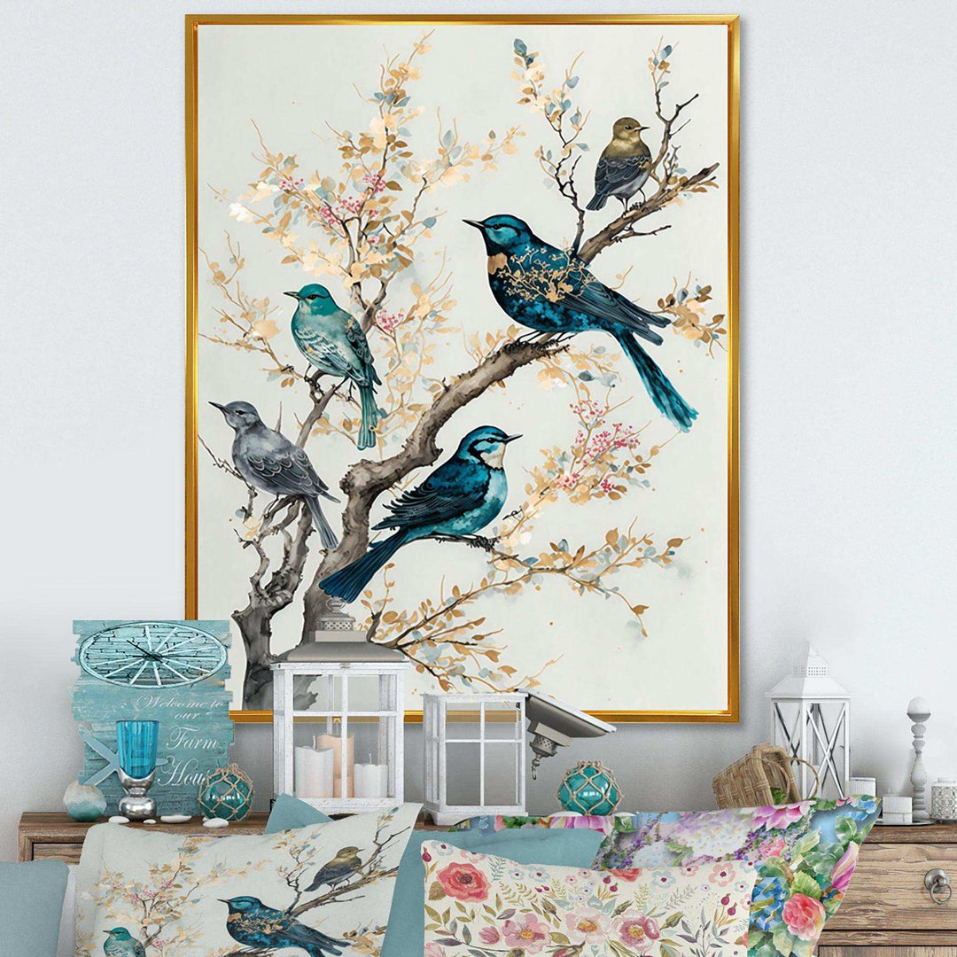 Multicolor Birds On Plum Blossoms Tree IX