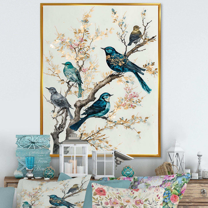 Multicolor Birds On Plum Blossoms Tree IX