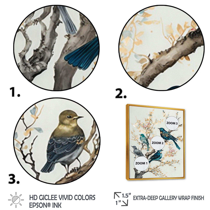 Multicolor Birds On Plum Blossoms Tree IX