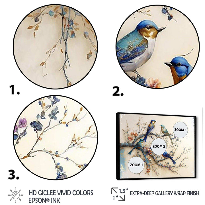 Multicolor Birds On Plum Blossoms Tree X