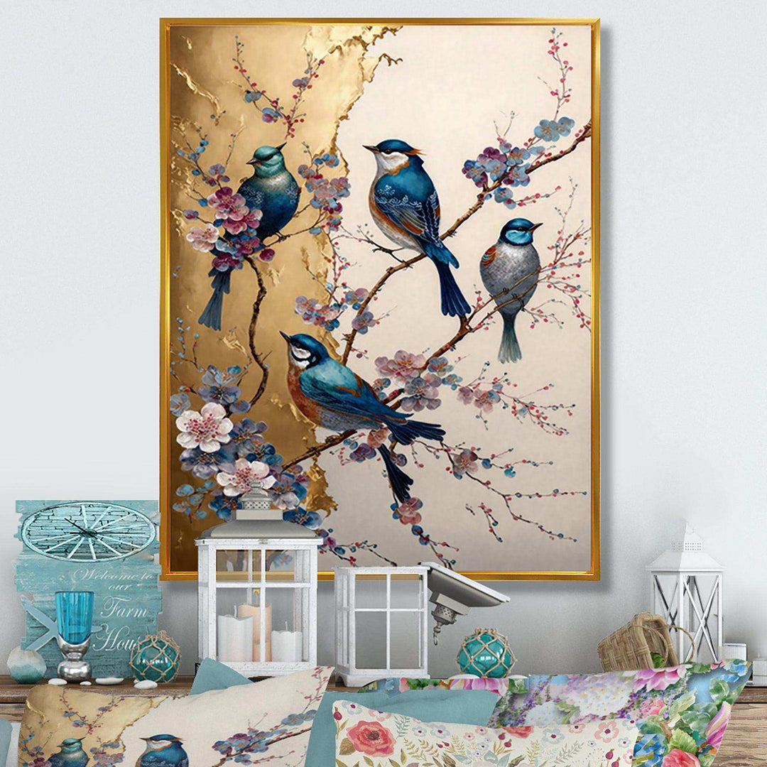 Multicolor Birds On Plum Blossoms Tree II