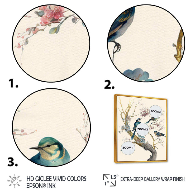 Multicolor Birds On Plum Blossoms Tree XII
