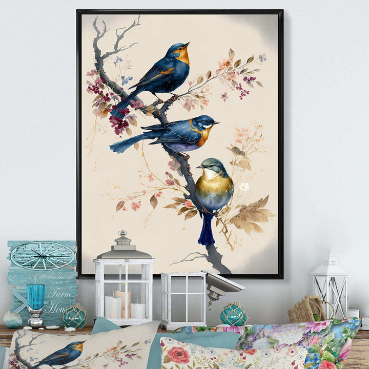 Multicolor Birds On Plum Blossoms Tree XV