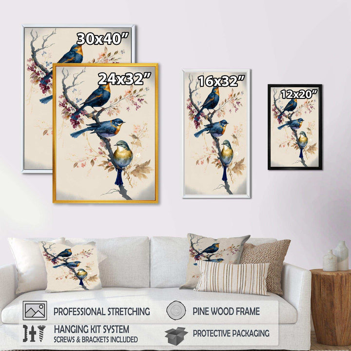 Multicolor Birds On Plum Blossoms Tree XV
