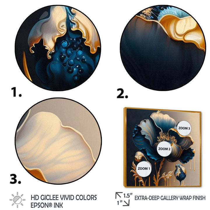 Deep Blue And Gold Single Flower V
