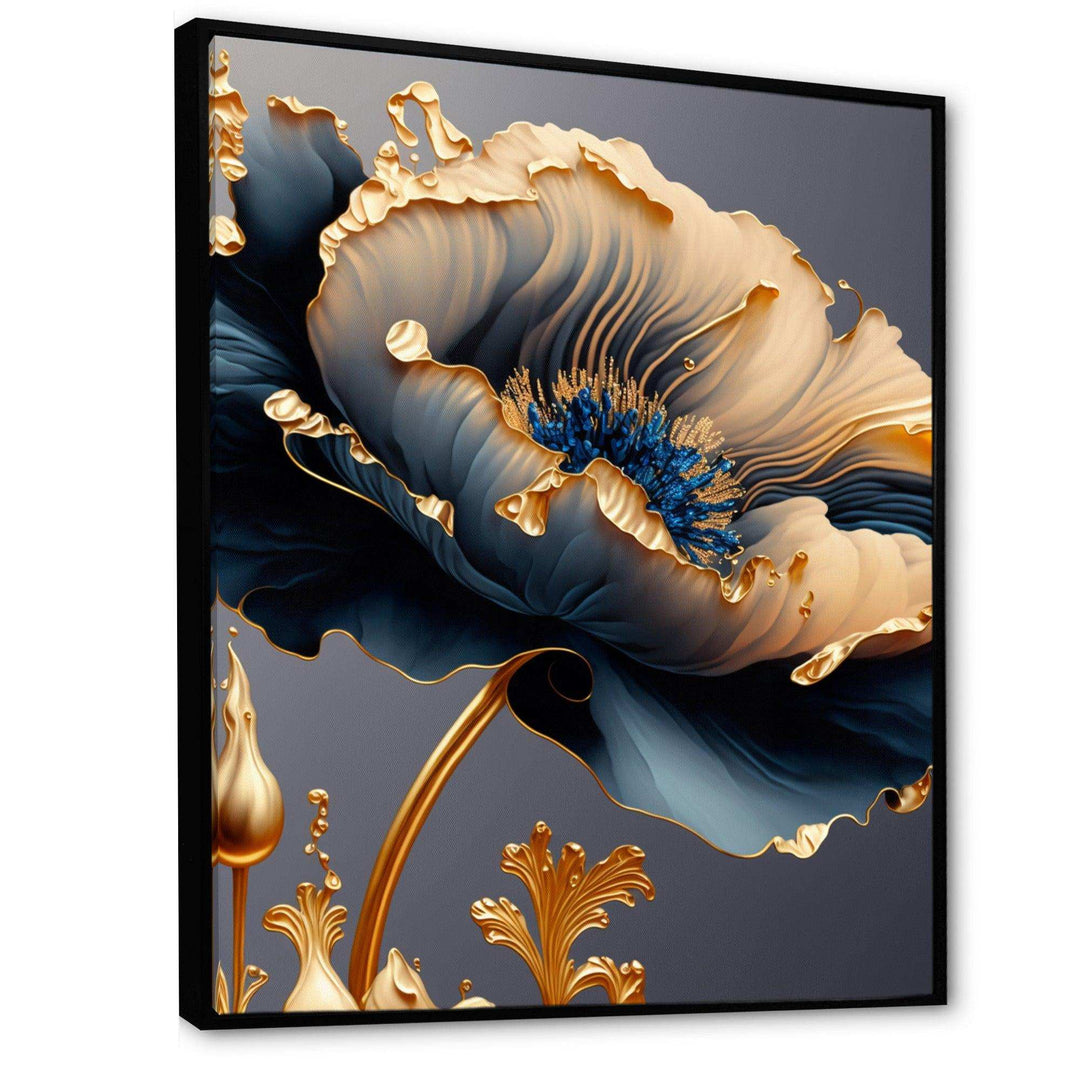 Deep Blue And Gold Single Flower VI