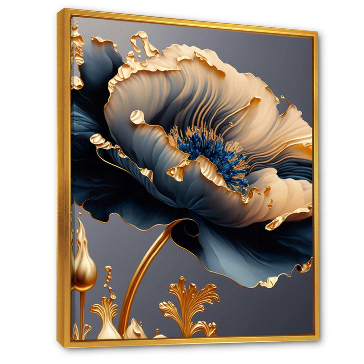 Deep Blue And Gold Single Flower VI