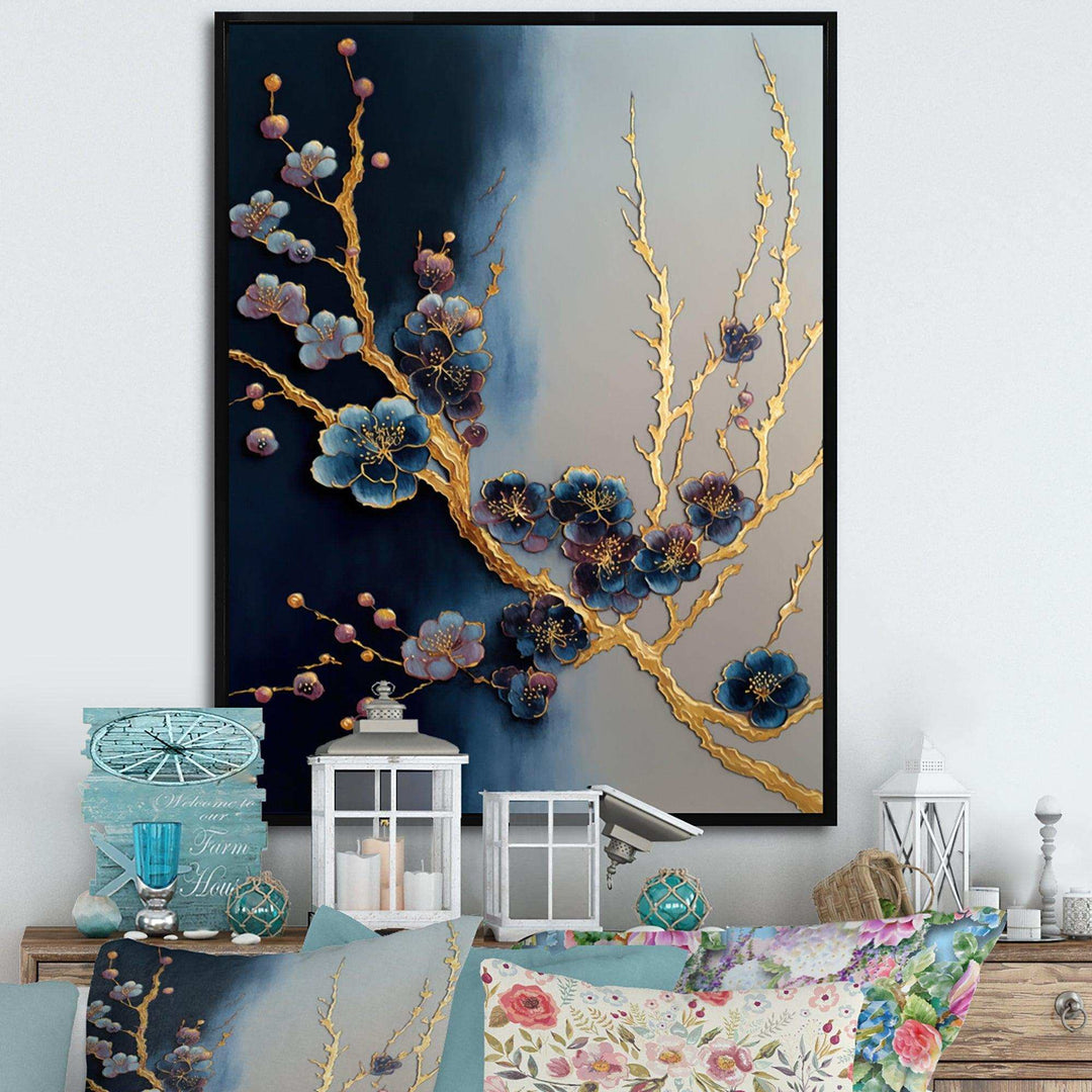 Blue Cherry Blossom Branch II