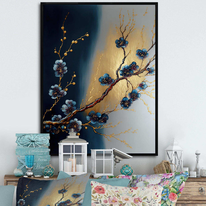 Blue Cherry Blossom Branch III