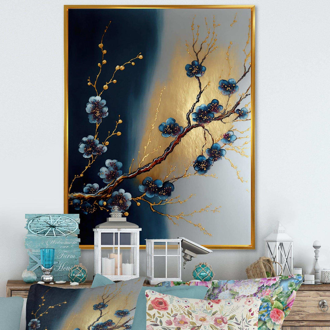 Blue Cherry Blossom Branch III