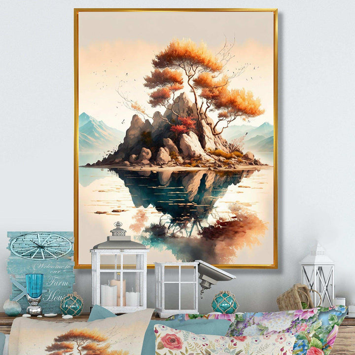 Bright Bonsai Tree On Rock II