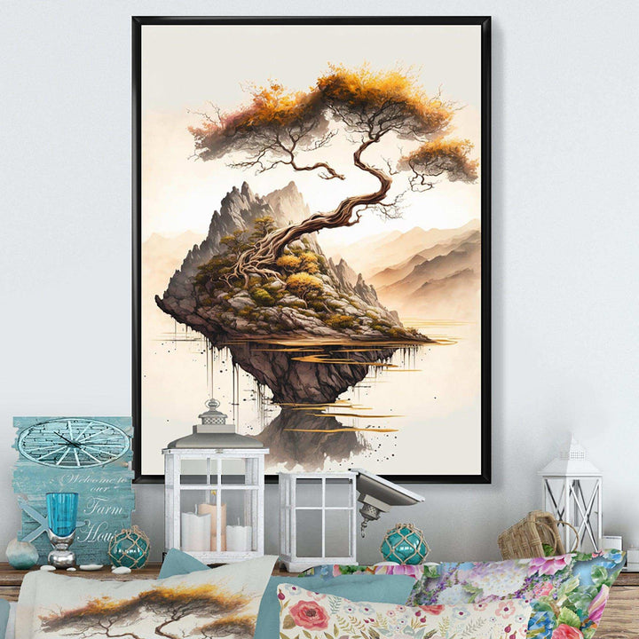 Bright Bonsai Tree On Rock IV