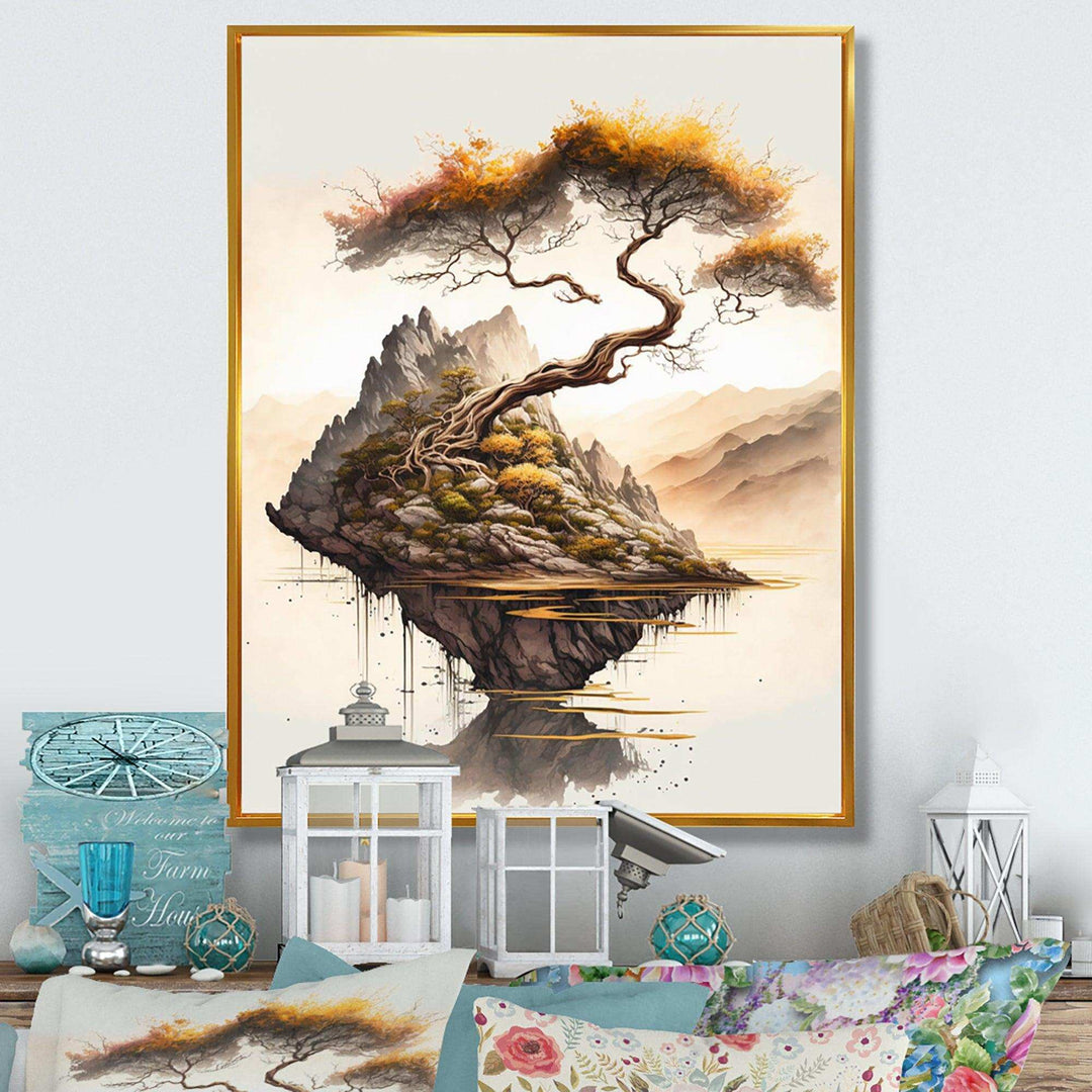 Bright Bonsai Tree On Rock IV