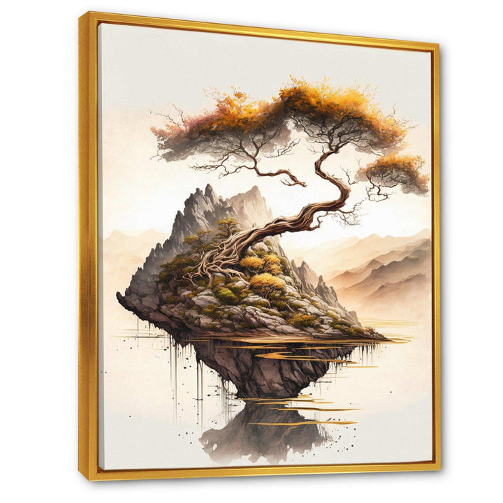 Bright Bonsai Tree On Rock IV