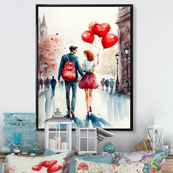 Loving Couple Walking Outdoors