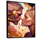 Gold And Pink Couple Kissing Art