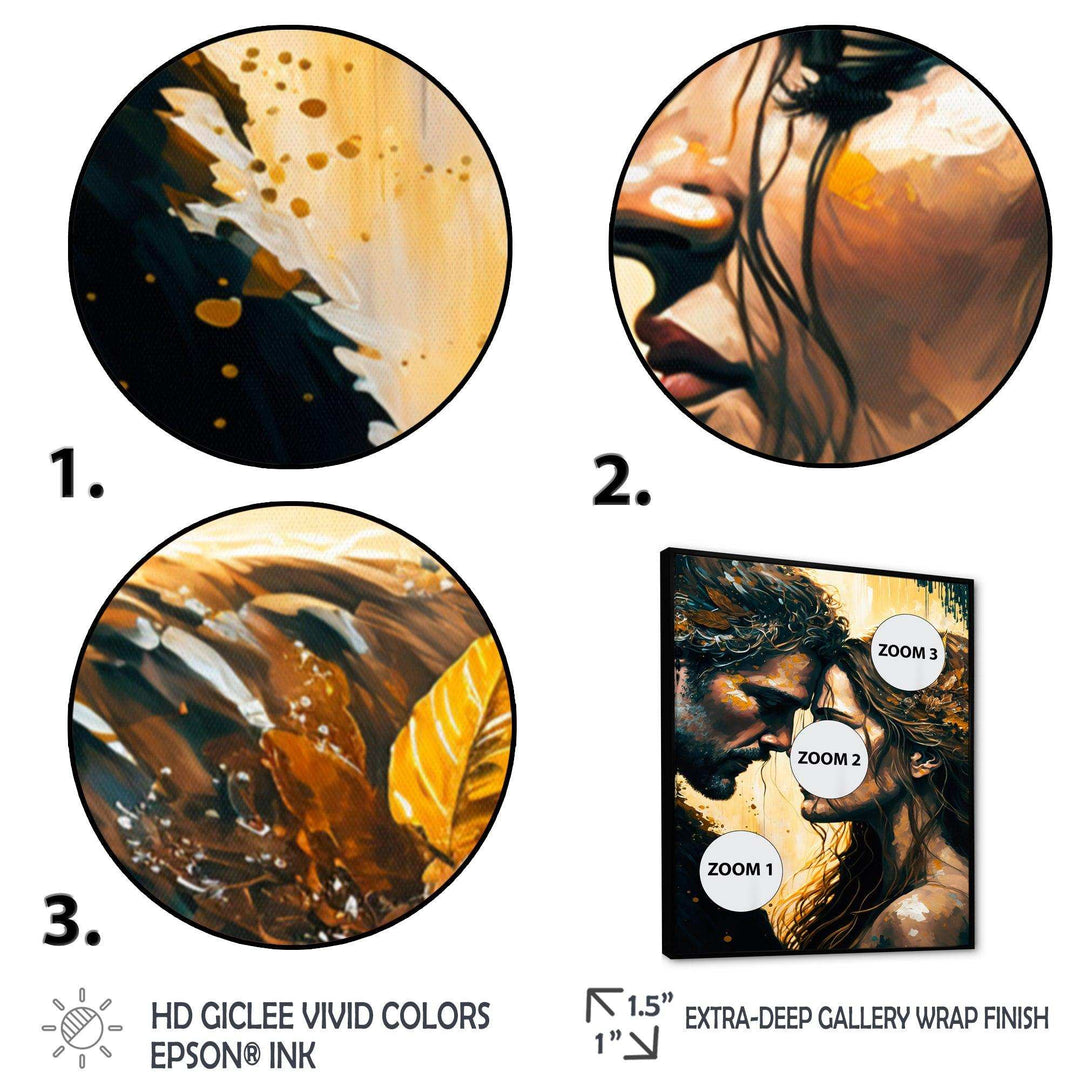 Black And Gold Couple Kissing Art I