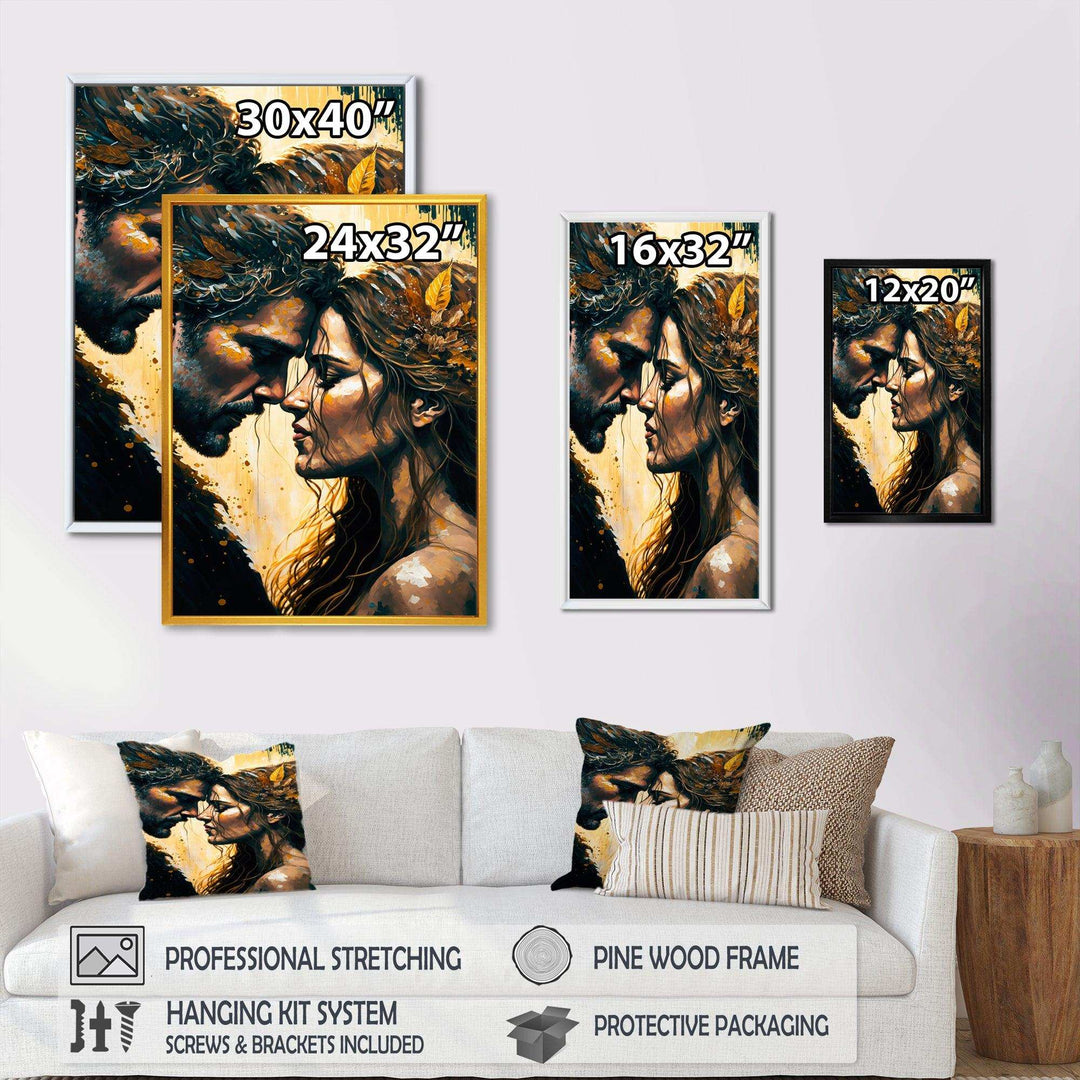 Black And Gold Couple Kissing Art I