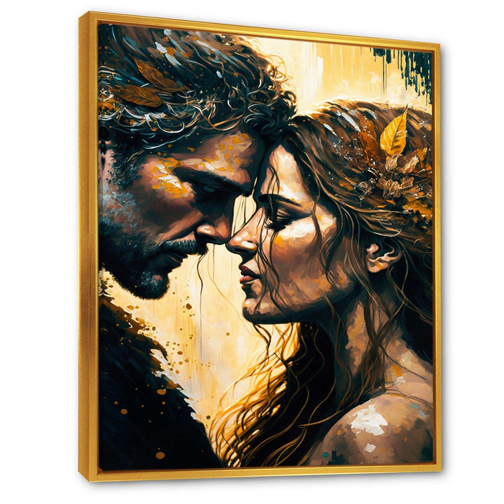 Black And Gold Couple Kissing Art I