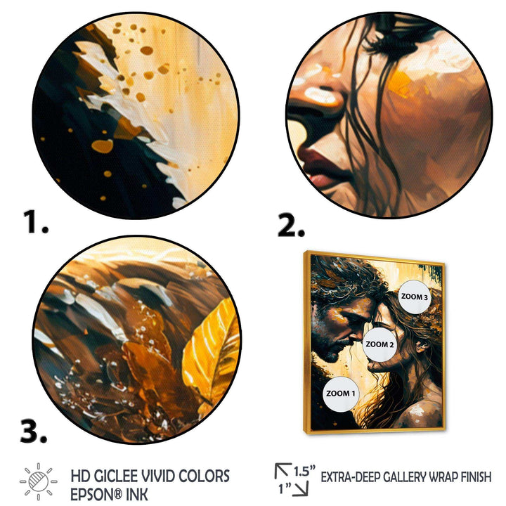 Black And Gold Couple Kissing Art I