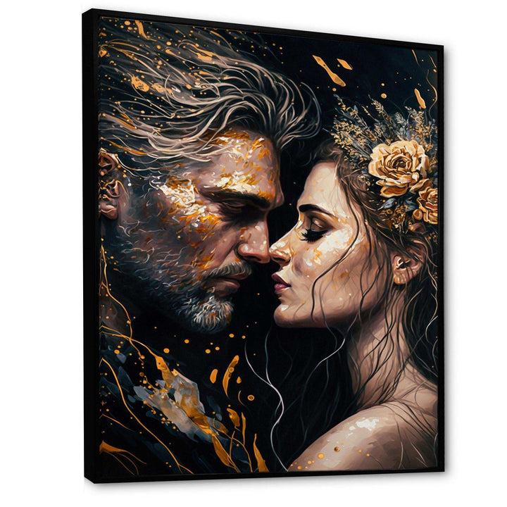 Black And Gold Couple Kissing Art II