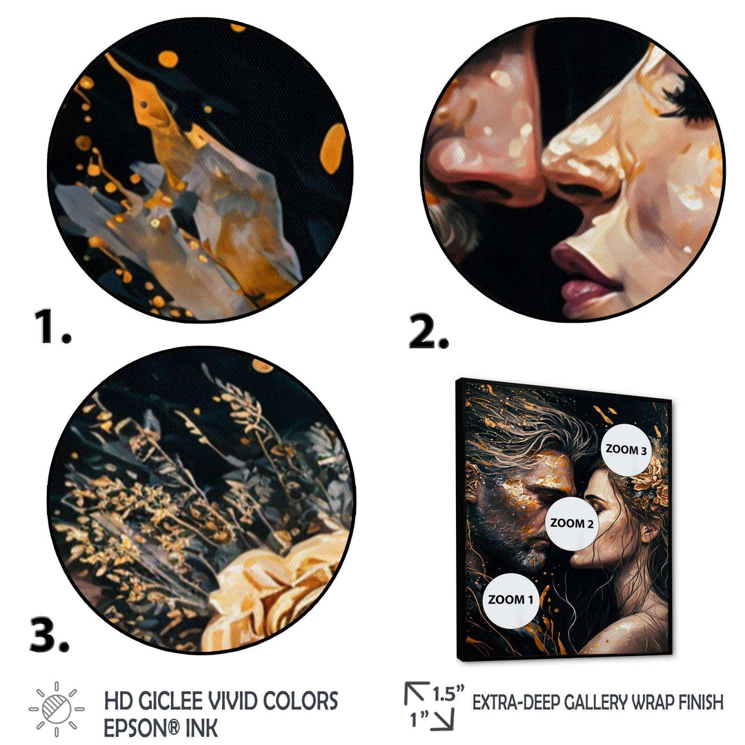 Black And Gold Couple Kissing Art II