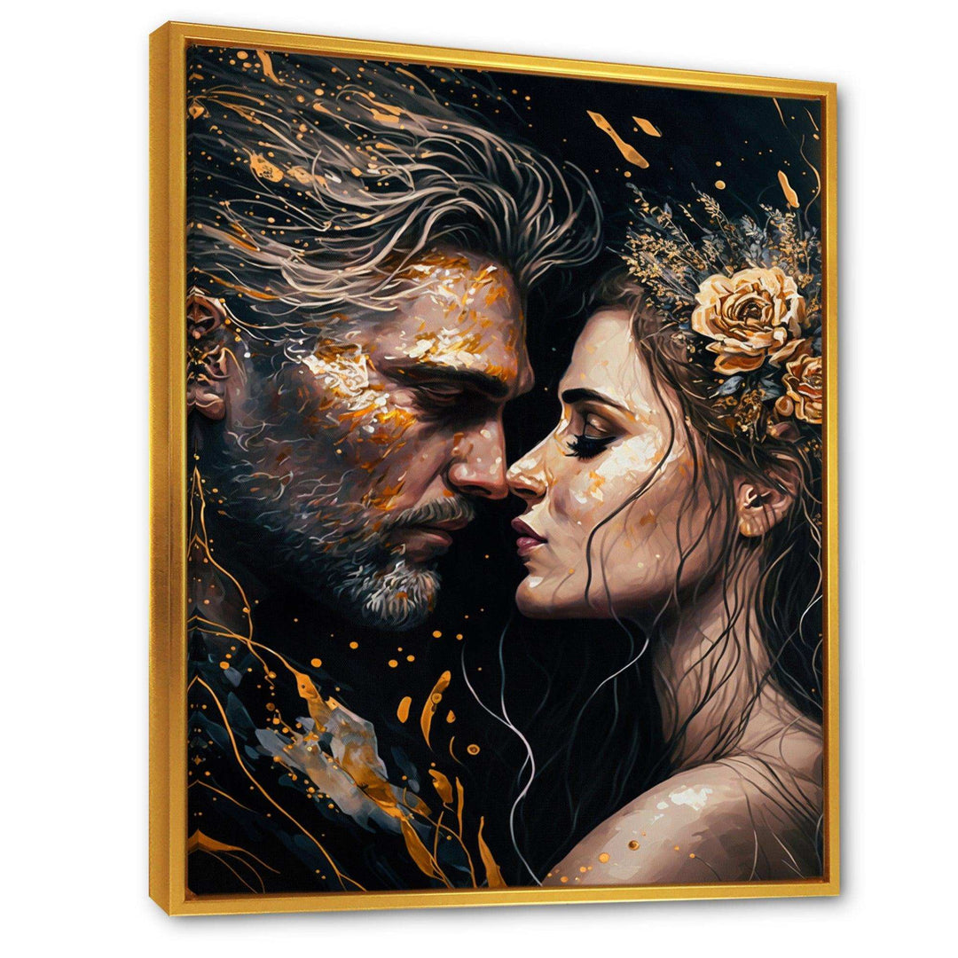 Black And Gold Couple Kissing Art II