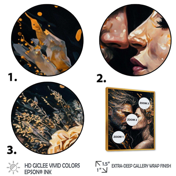 Black And Gold Couple Kissing Art II