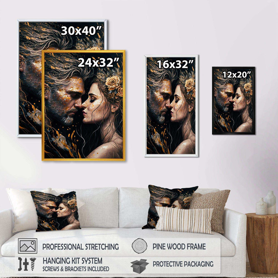 Black And Gold Couple Kissing Art II