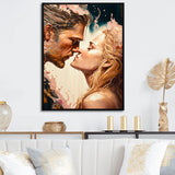 Blue And Gold Couple Kissing Art