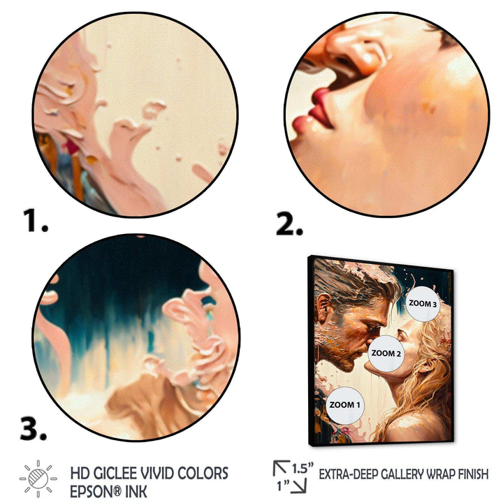 Blue And Gold Couple Kissing Art