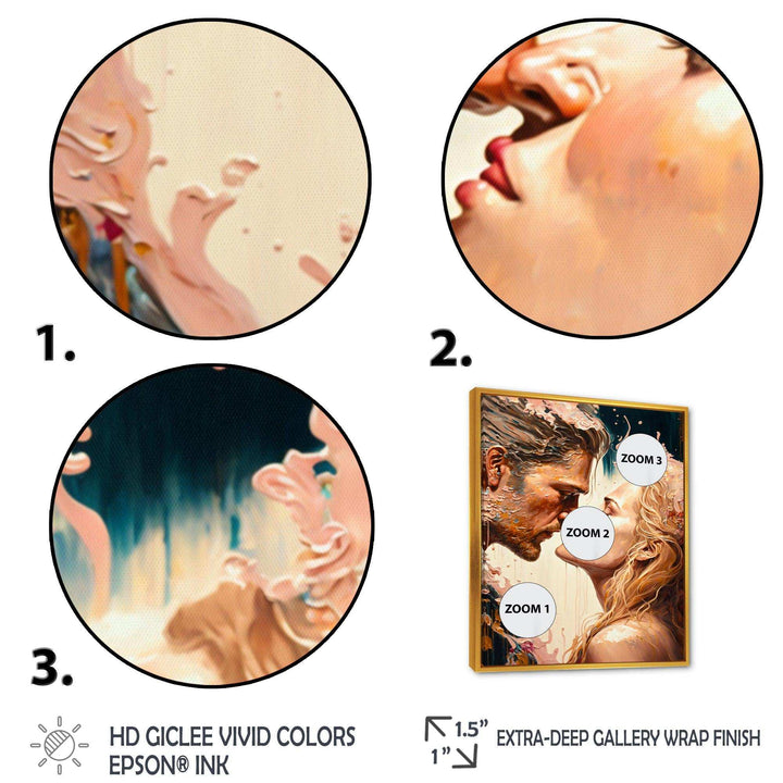 Blue And Gold Couple Kissing Art
