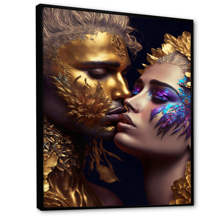 Black And Gold Couple Kissing Art III
