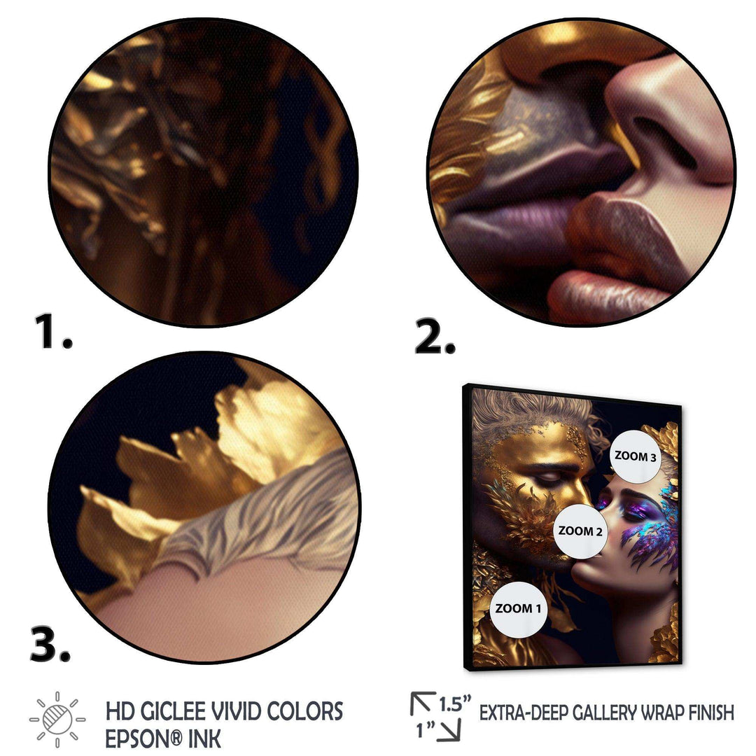 Black And Gold Couple Kissing Art III