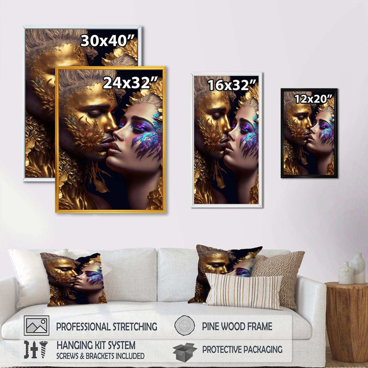 Black And Gold Couple Kissing Art III