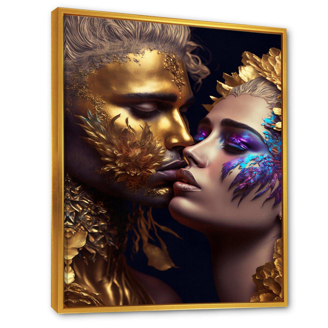 Black And Gold Couple Kissing Art III