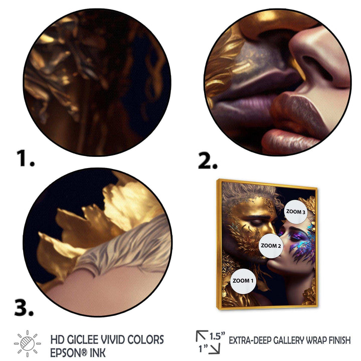Black And Gold Couple Kissing Art III