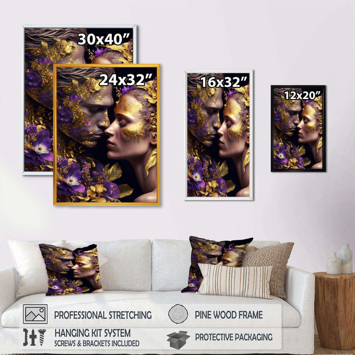 Loving Couple Kissing Floral Design I
