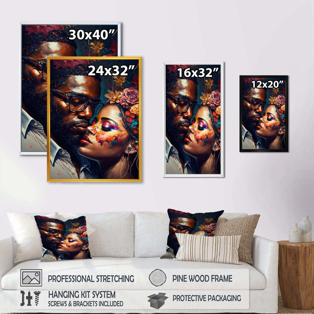 Loving Couple Kissing Floral Design III