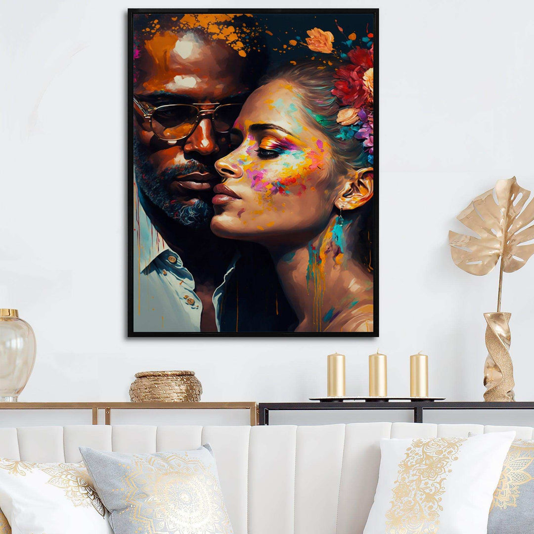 Loving Couple Kissing Floral Design IV