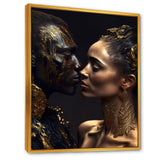 Gold African Amercian Couple Kissing