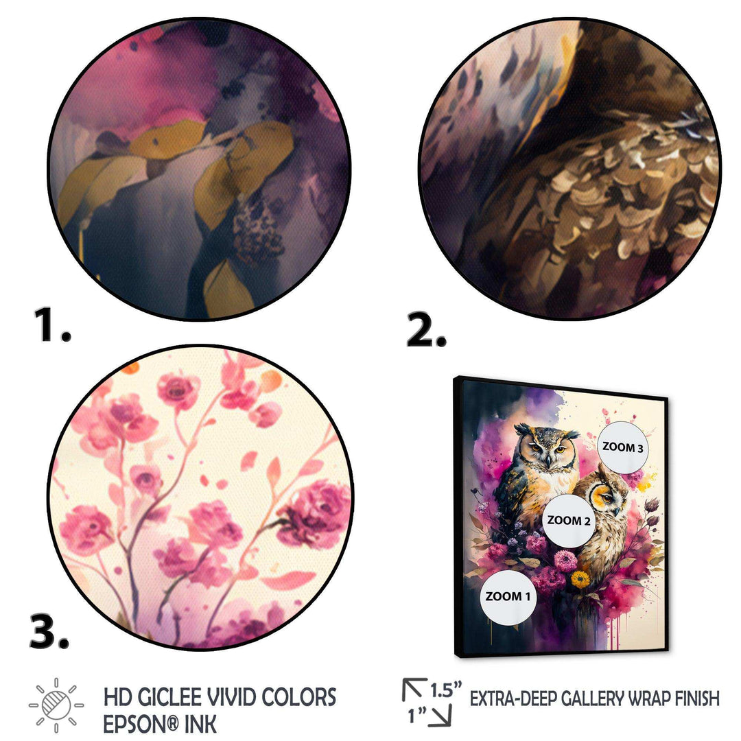 Cute Owls Floral Art I