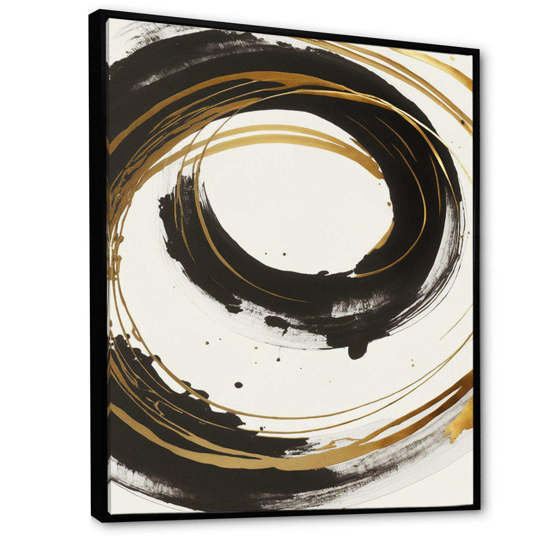 Black And Gold Curves I - Modern Living Room Wall Decor