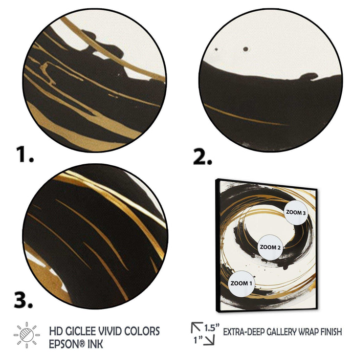 Black And Gold Curves I - Modern Living Room Wall Decor