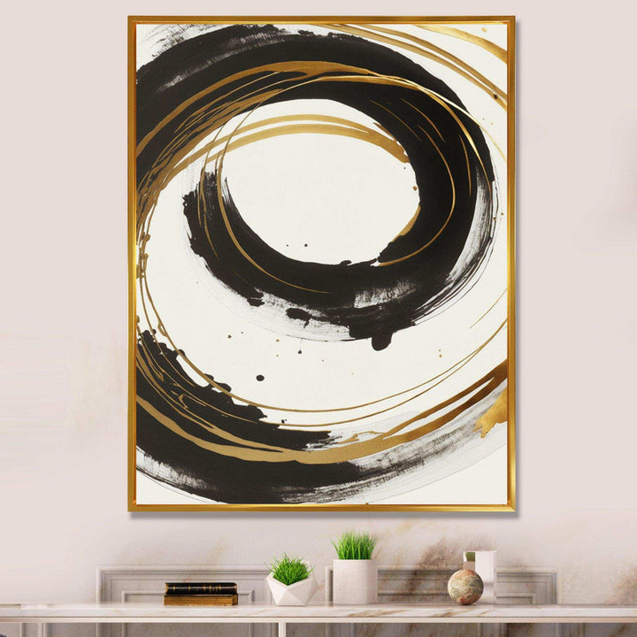 Black And Gold Curves I - Modern Living Room Wall Decor