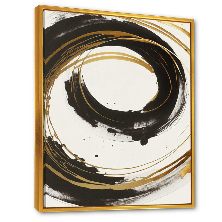 Black And Gold Curves I - Modern Living Room Wall Decor