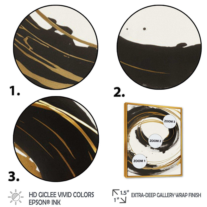 Black And Gold Curves I - Modern Living Room Wall Decor