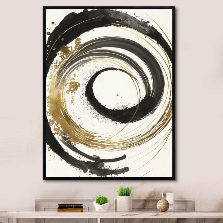 Black And Gold Curves IV - Modern Bedroom Wall Art