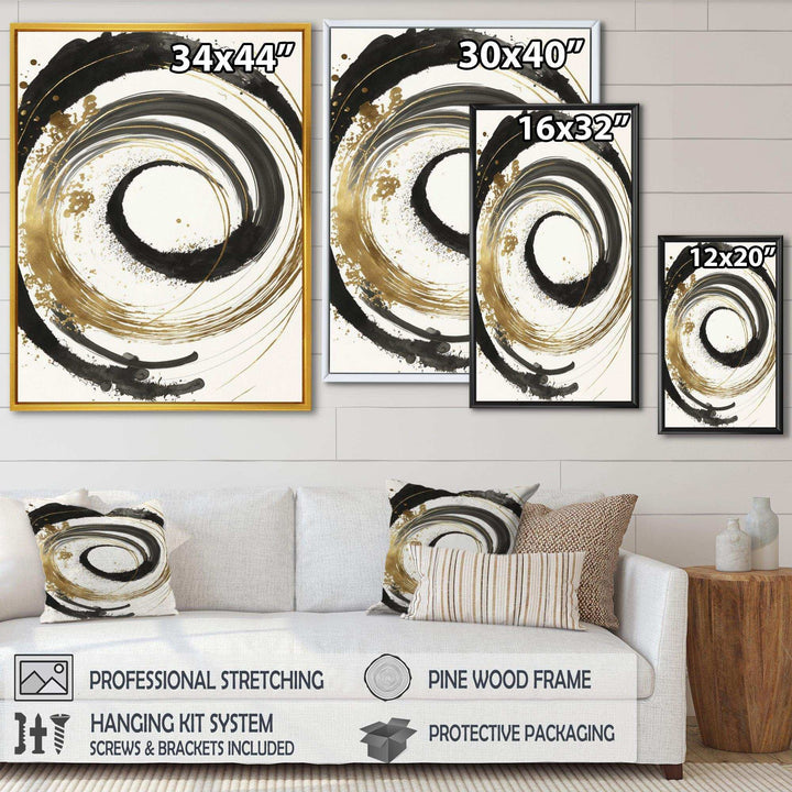 Black And Gold Curves IV - Modern Bedroom Wall Art