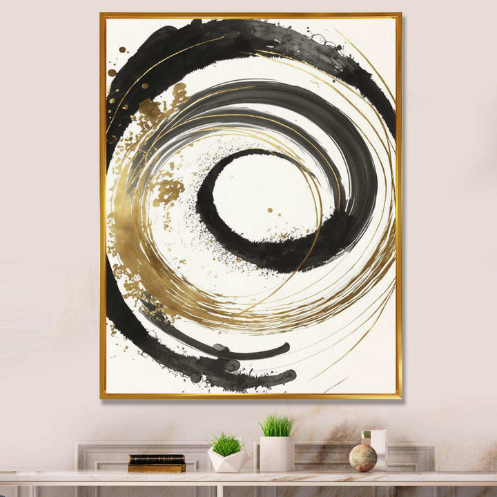 Black And Gold Curves IV - Modern Bedroom Wall Art